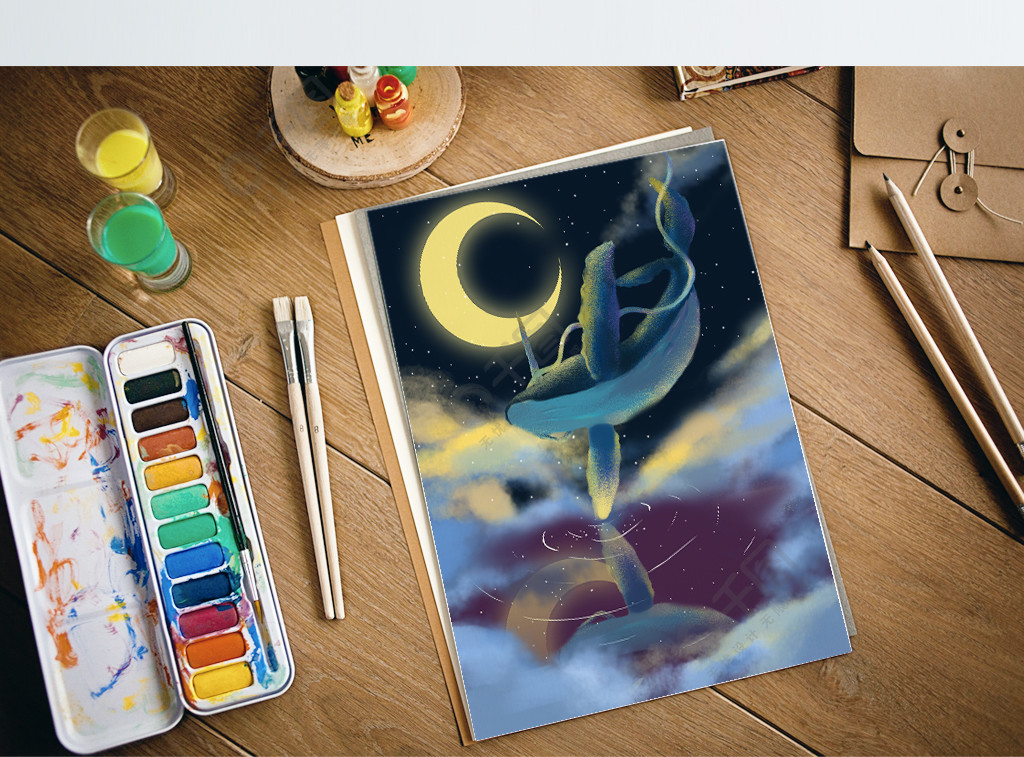 绘制独角鲸的大体轮廓_独角鲸_绘制_独角鲸鱼怎么画
